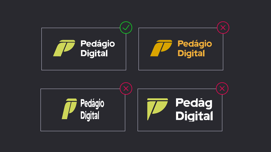 Comparação entre a logo oficial do Pedágio Digital e logotipos usados em sites fraudulentos