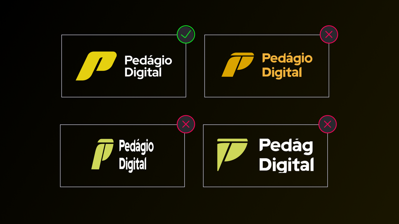 Comparação entre a logo oficial do Pedágio Digital e logotipos usados em sites fraudulentos