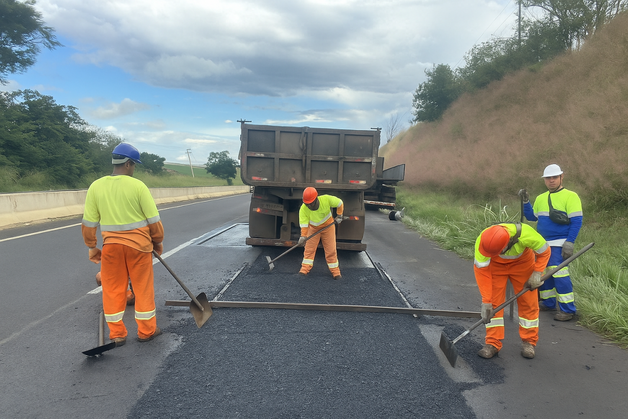 Recomposição de asfalto na BR-376
