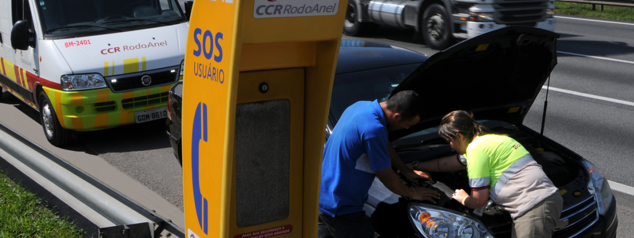 Telefone de emergência (Call Box) na rodovia administrada pela CCR RodoAnel.